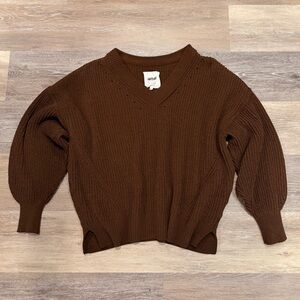Aerie Chocolate Brown V-Neck Oversized Sweater